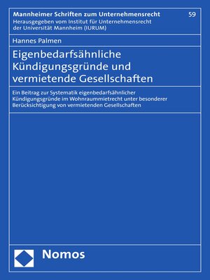 cover image of Eigenbedarfsähnliche Kündigungsgründe und vermietende Gesellschaften